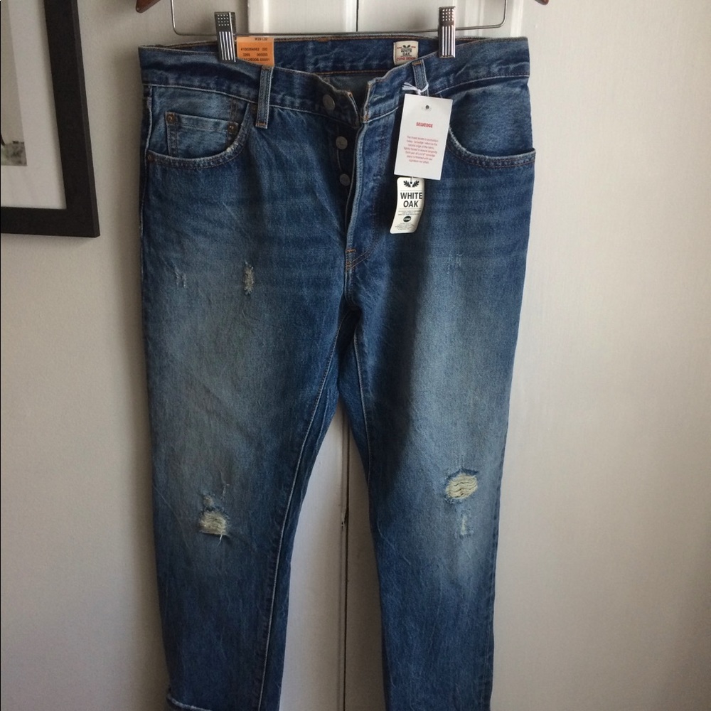 NWT selvedge 501 Levi’s in white oak wash
